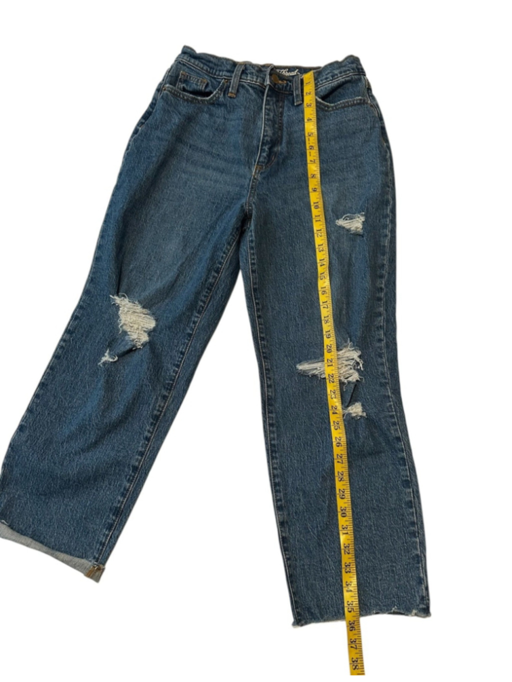 Universal Thread Straight Destructed Jeans Womens 6/28R Raw Hem Holes Distressed - Picture 13 of 16